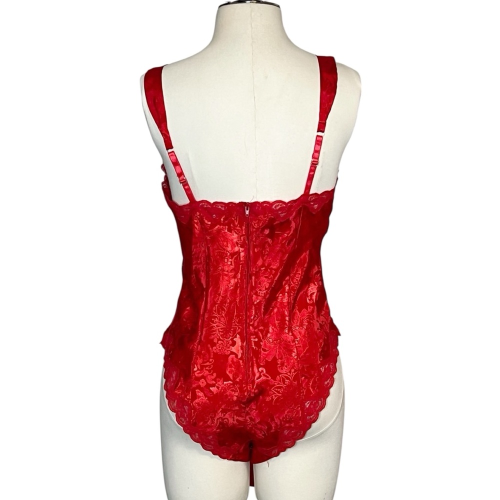 Vintage Victoria’s Secret Gold Label red floral damask satin & lace robe and ted - Picture 7 of 16